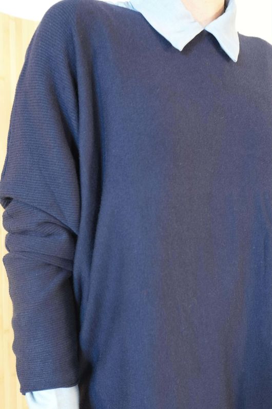 Winnie Ribby Stretch Longline Fine Knit Navy